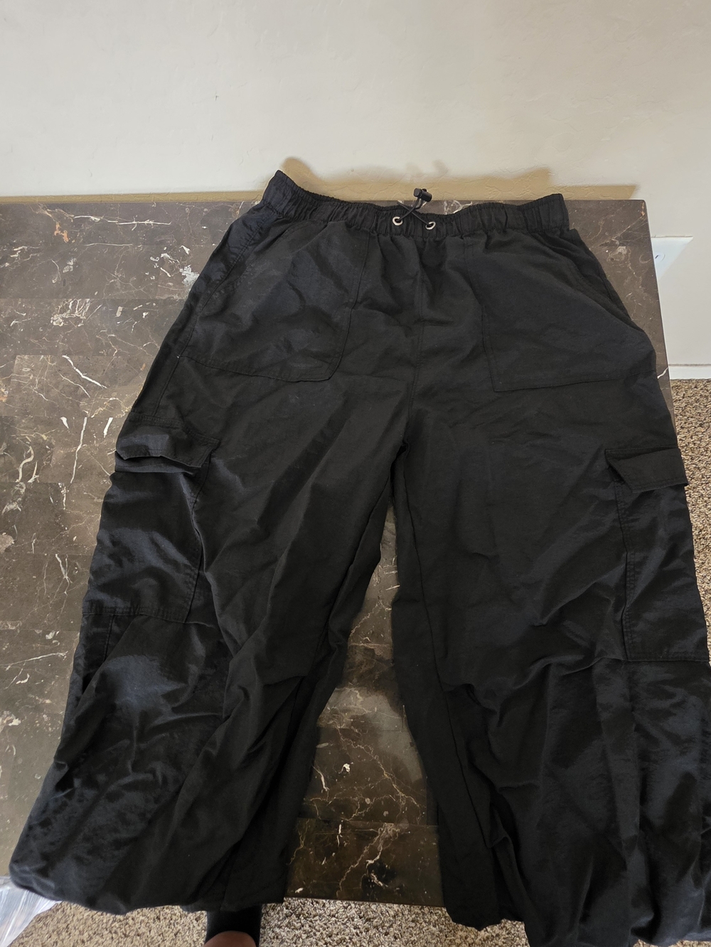 Women's Black Cargo Pants with Elastic Waist